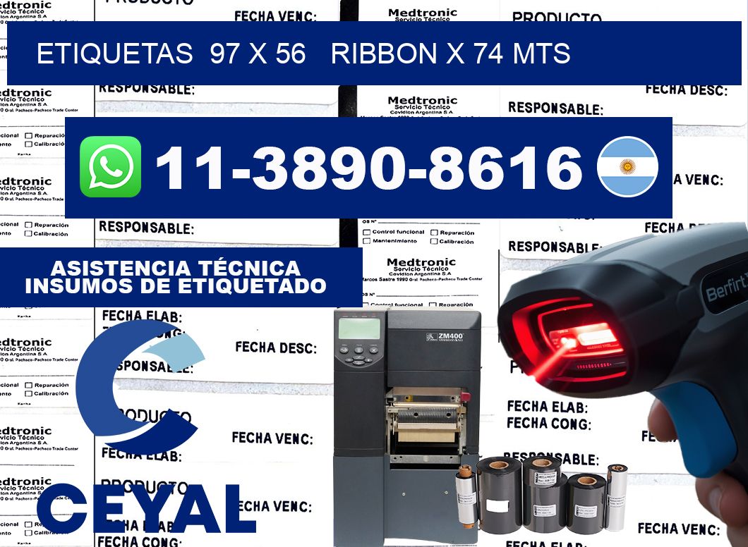 etiquetas  97 x 56   ribbon x 74 mts