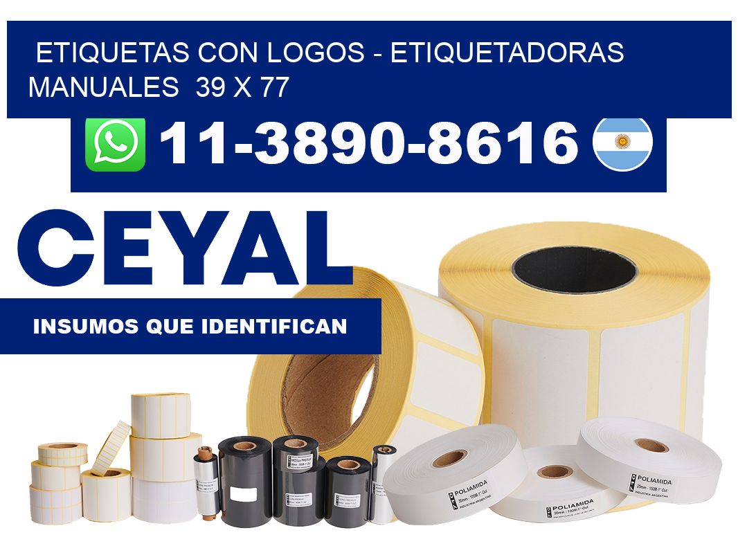 etiquetas con logos - Etiquetadoras Manuales  39 x 77