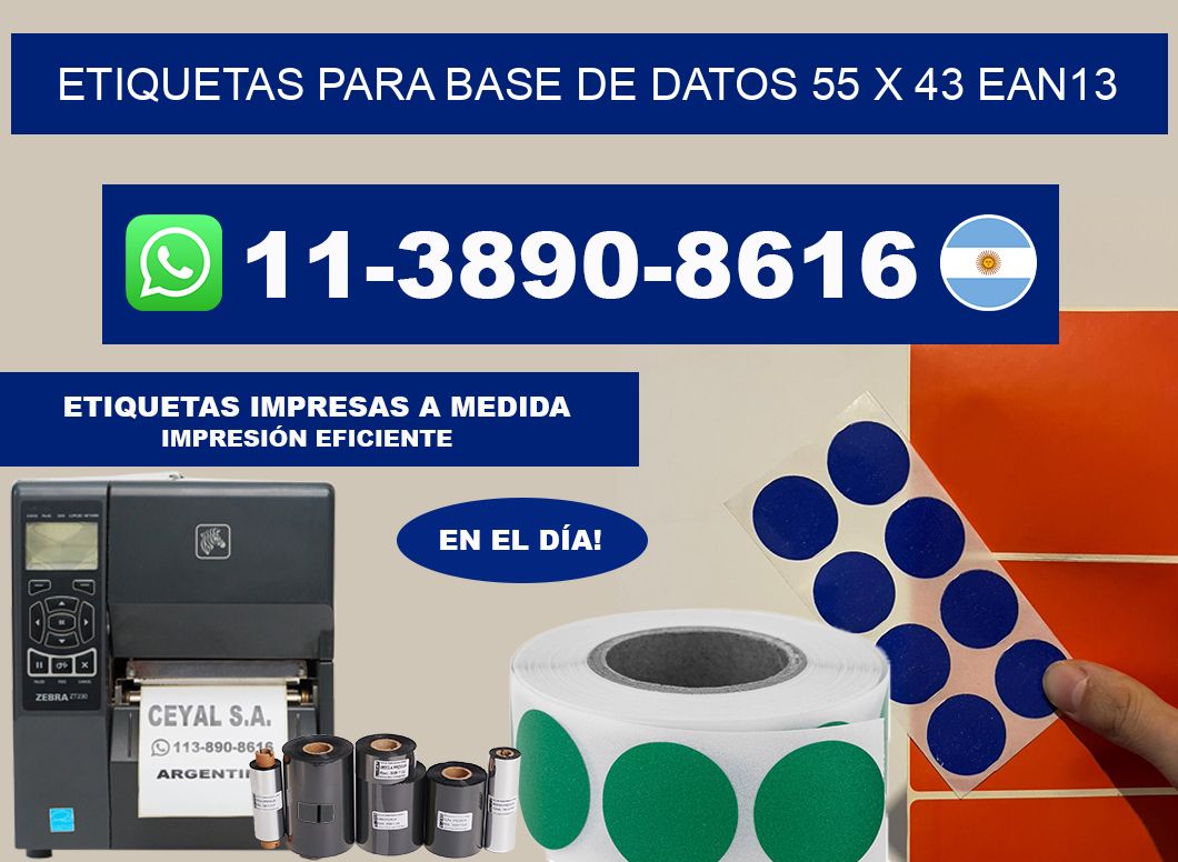 etiquetas para base de datos 55 x 43 ean13