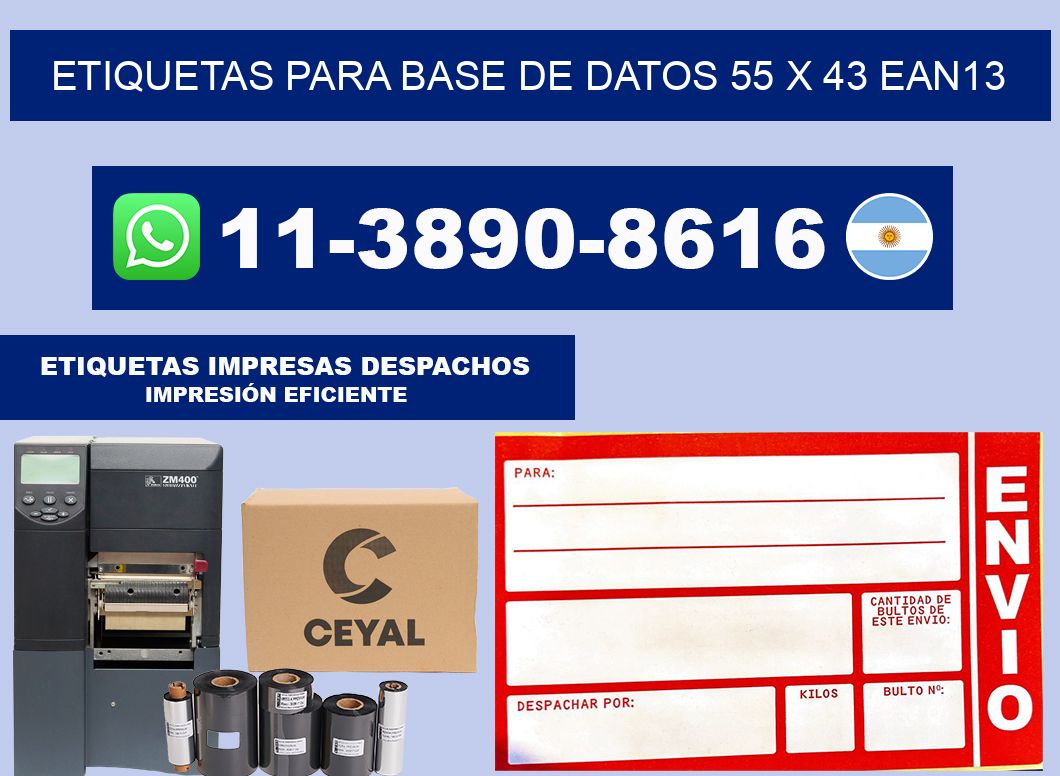 etiquetas para base de datos 55 x 43 ean13