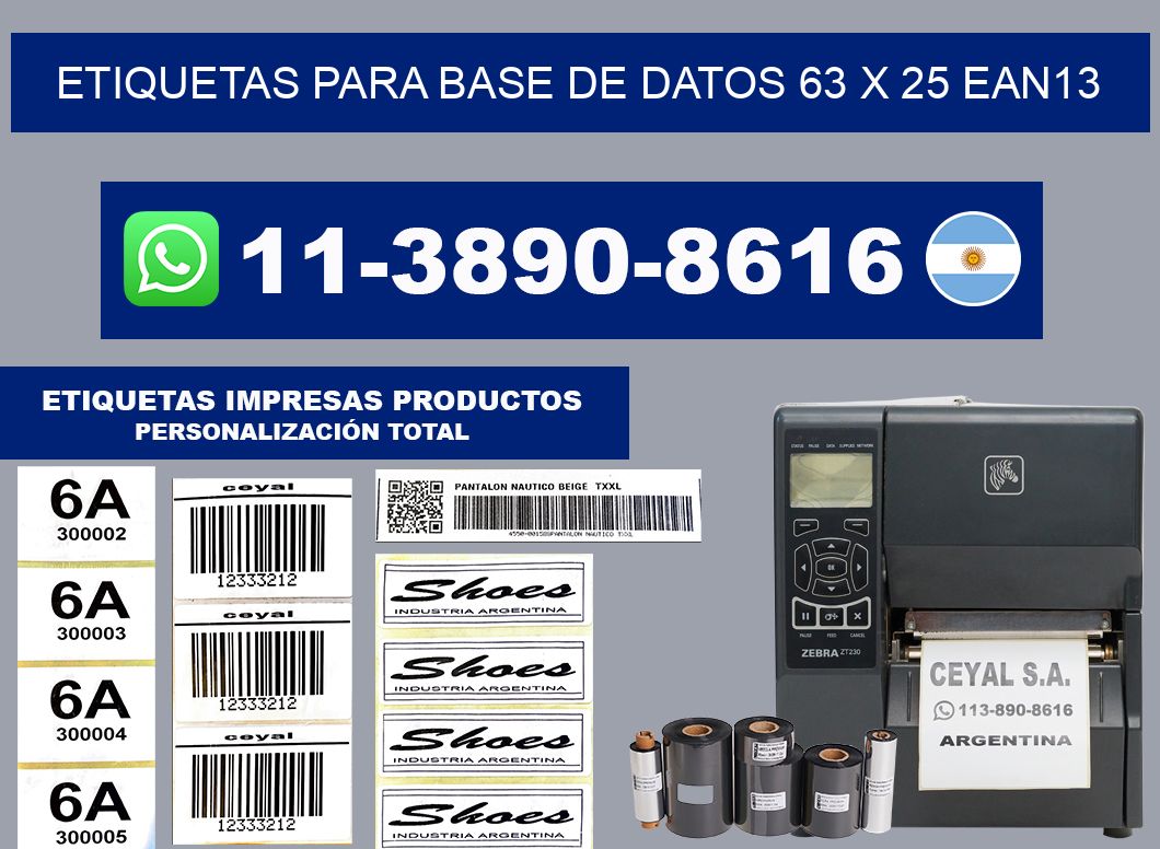 etiquetas para base de datos 63 x 25 ean13