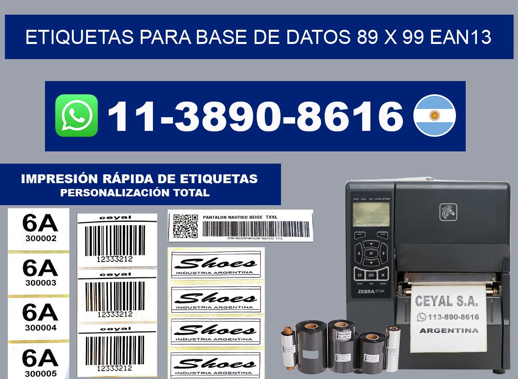 etiquetas para base de datos 89 x 99 ean13