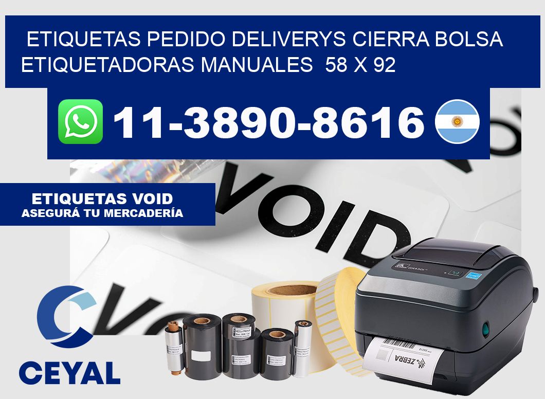 etiquetas pedido deliverys cierra bolsa Etiquetadoras Manuales 58 x 92