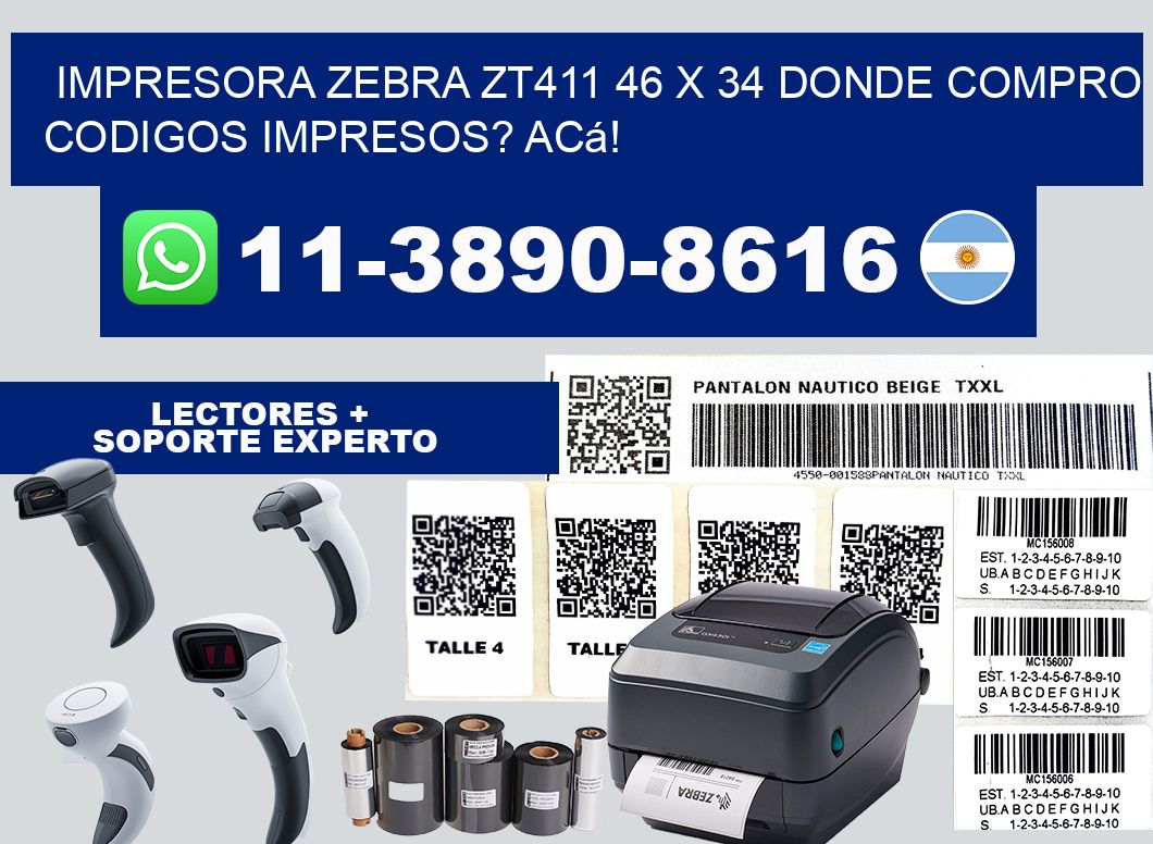 impresora zebra zt411 46 x 34 Donde compro codigos impresos? Acá!