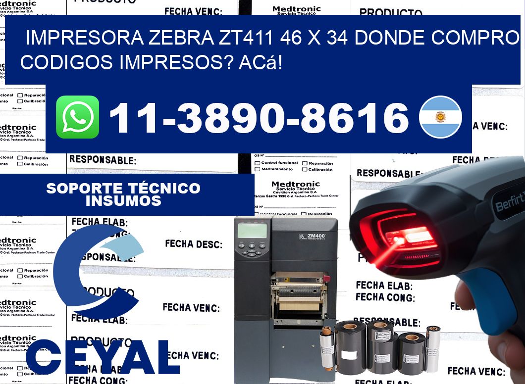 impresora zebra zt411 46 x 34 Donde compro codigos impresos? Acá!