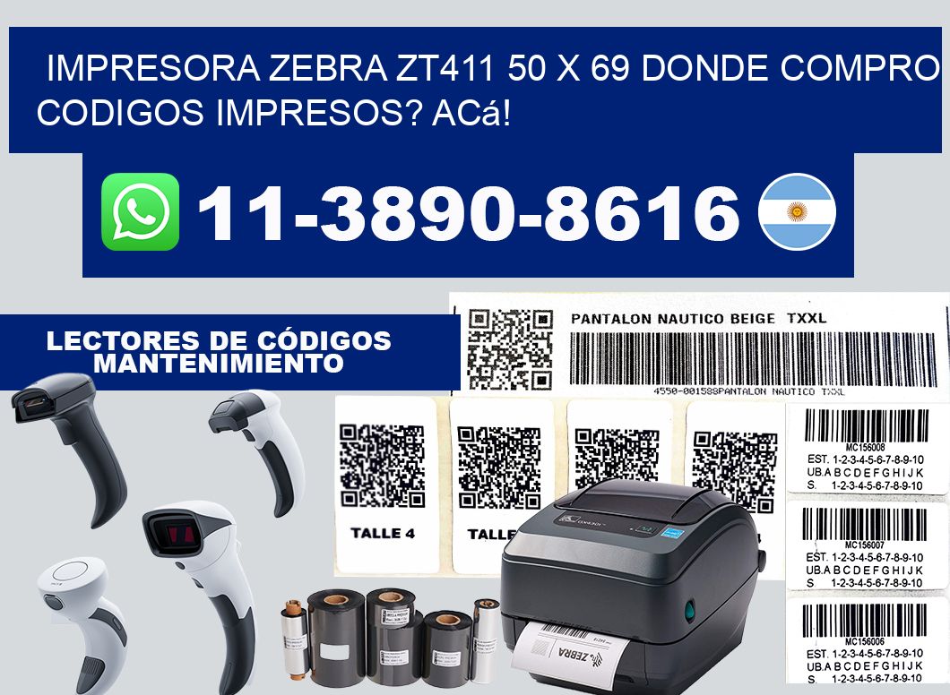 impresora zebra zt411 50 x 69 Donde compro codigos impresos? Acá!