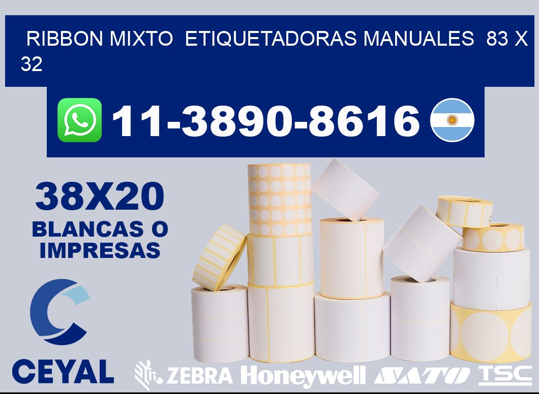 ribbon mixto  Etiquetadoras Manuales  83 x 32