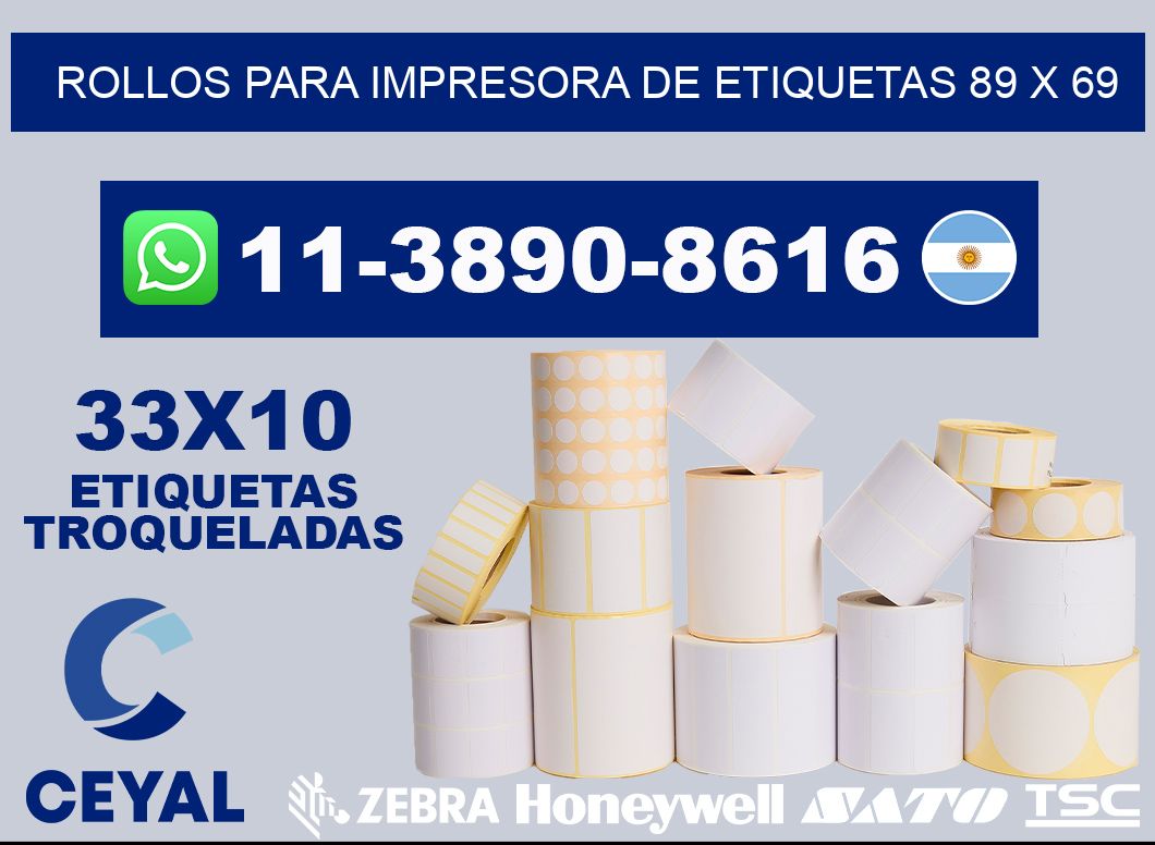 rollos para impresora de etiquetas 89 x 69