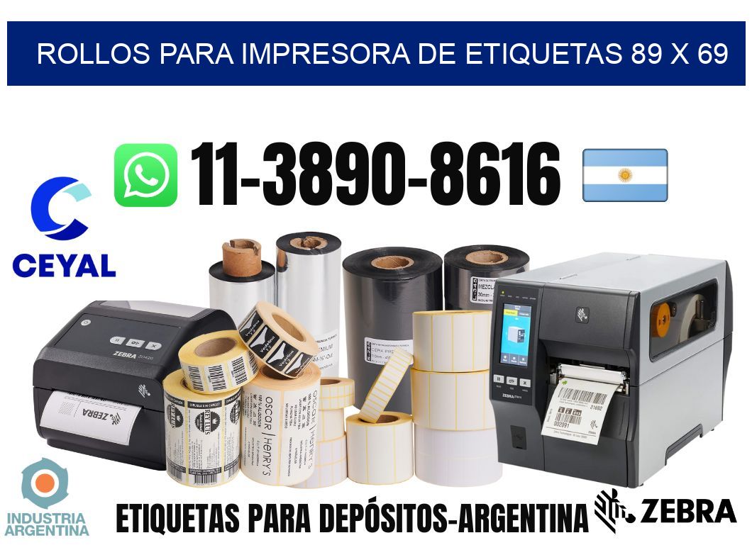 rollos para impresora de etiquetas 89 x 69