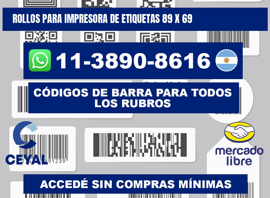 rollos para impresora de etiquetas 89 x 69