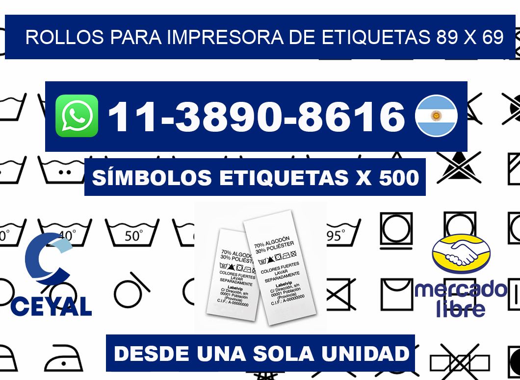 rollos para impresora de etiquetas 89 x 69