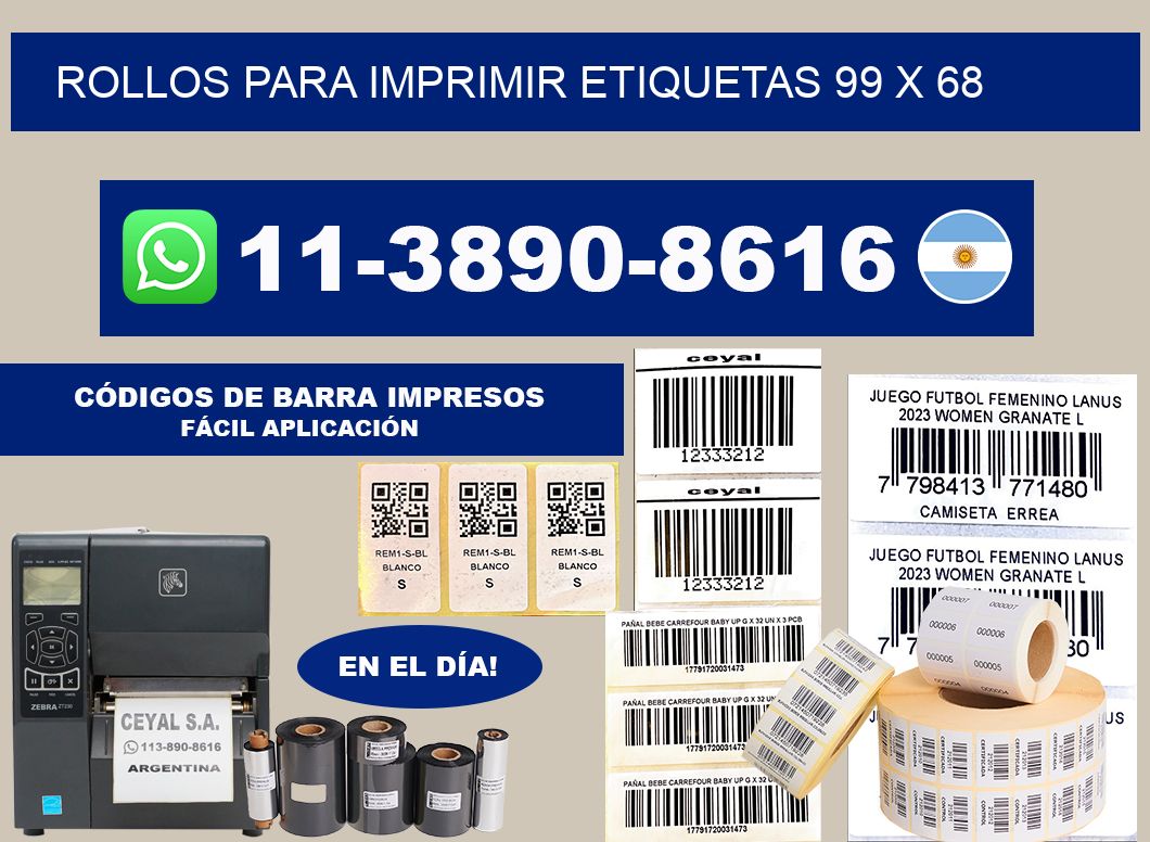rollos para imprimir etiquetas 99 x 68