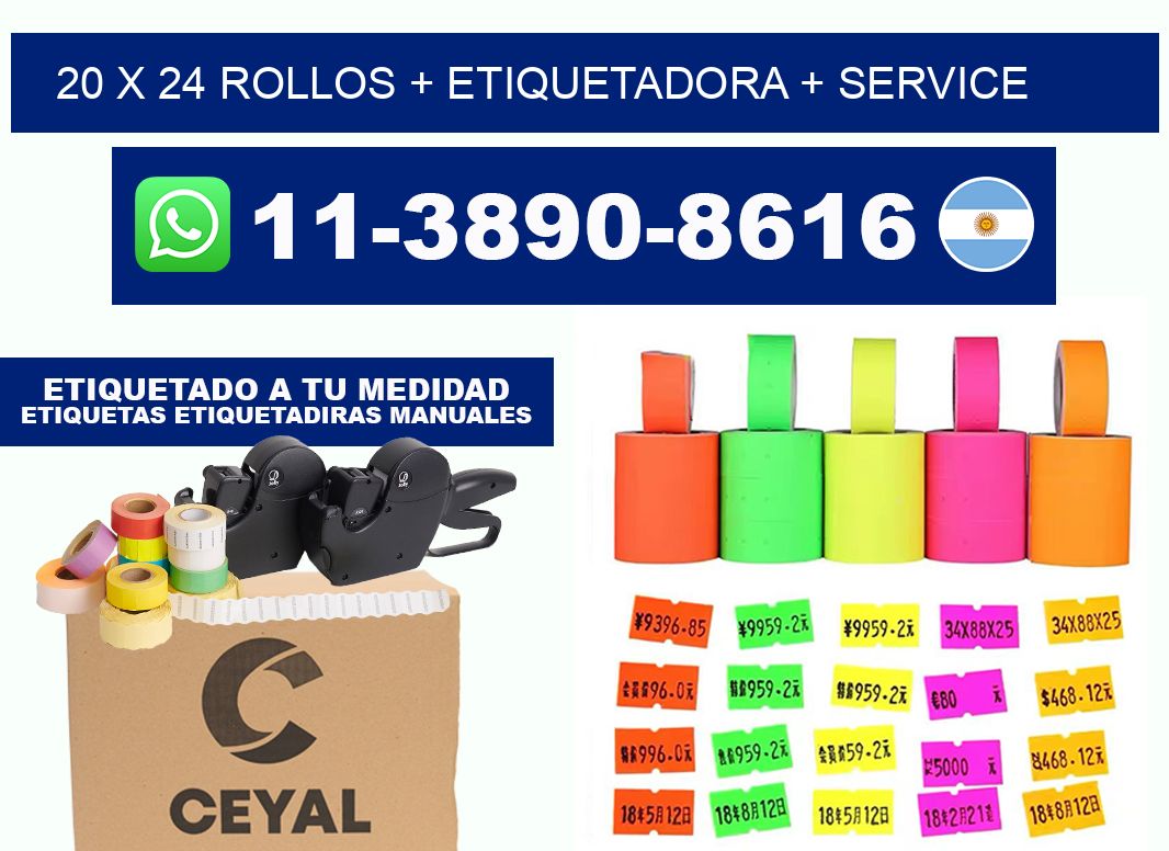 20 x 24 rollos + etiquetadora + service