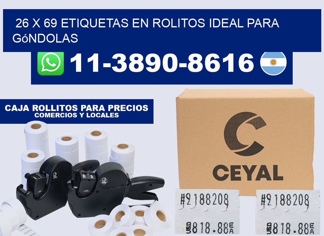 26 x 69 etiquetas en rolitos ideal para góndolas