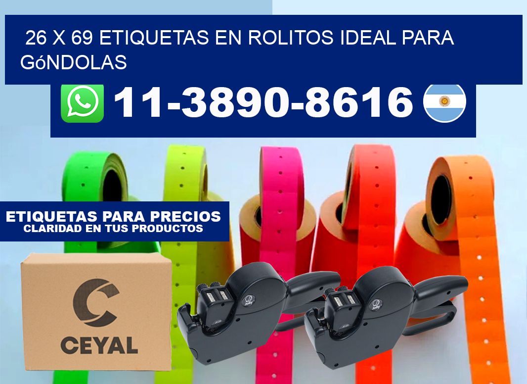 26 x 69 etiquetas en rolitos ideal para góndolas