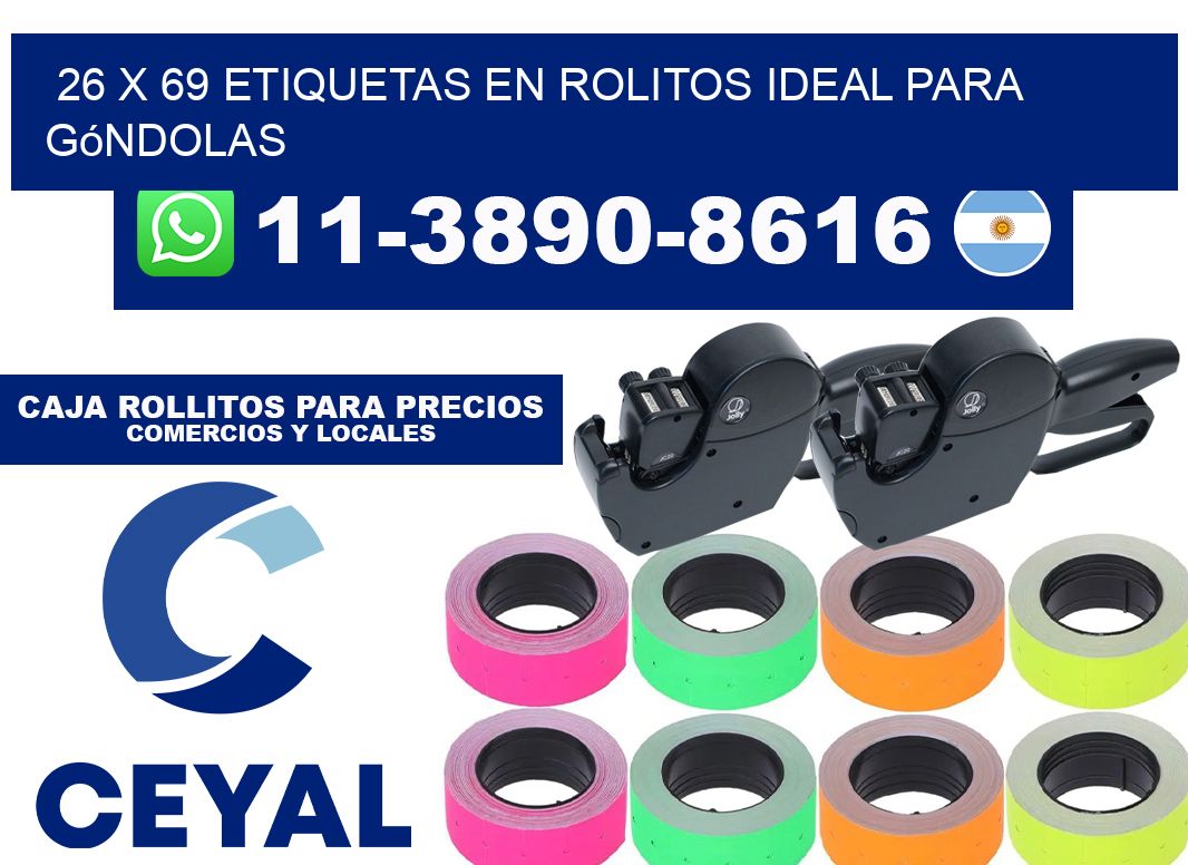 26 x 69 etiquetas en rolitos ideal para góndolas