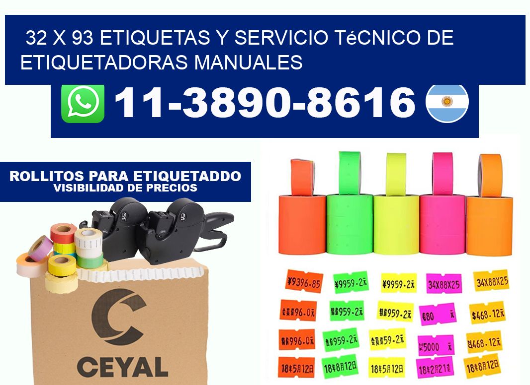 32 x 93 etiquetas y servicio técnico de etiquetadoras manuales