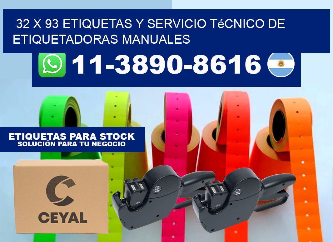 32 x 93 etiquetas y servicio técnico de etiquetadoras manuales