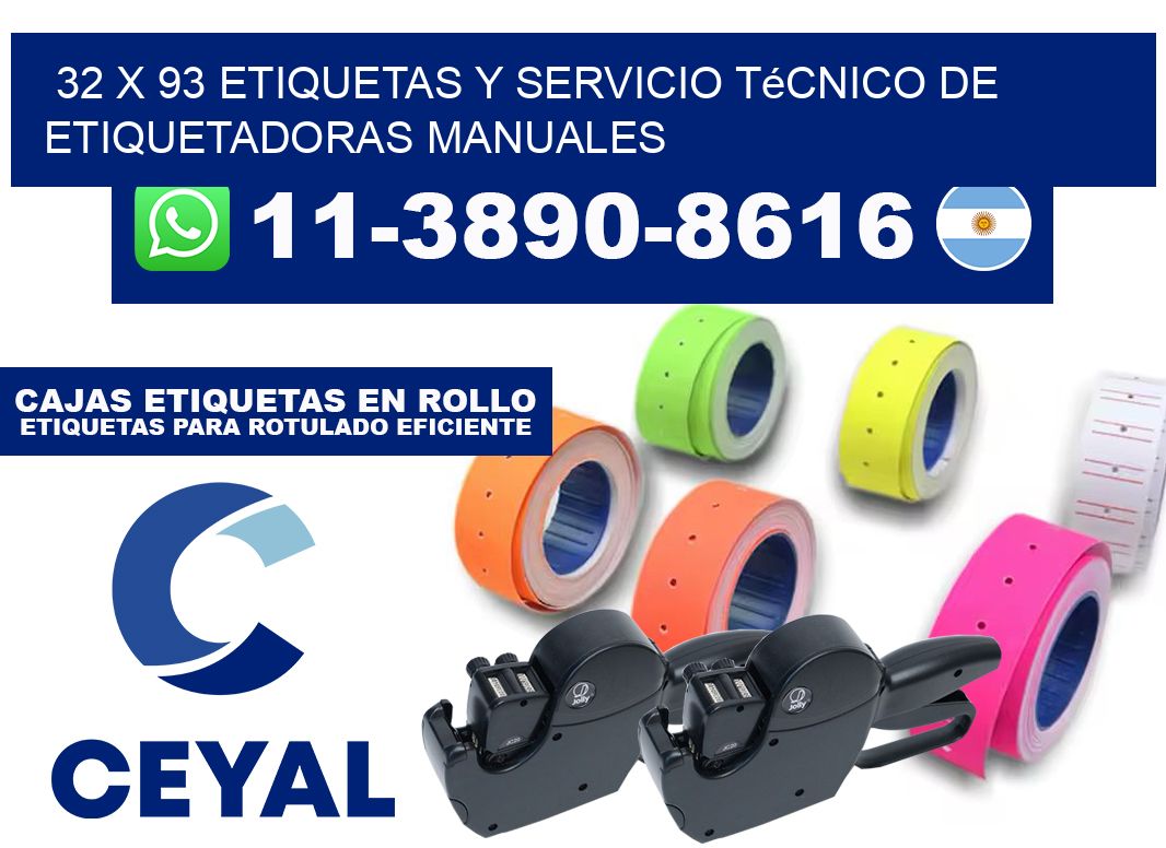 32 x 93 etiquetas y servicio técnico de etiquetadoras manuales