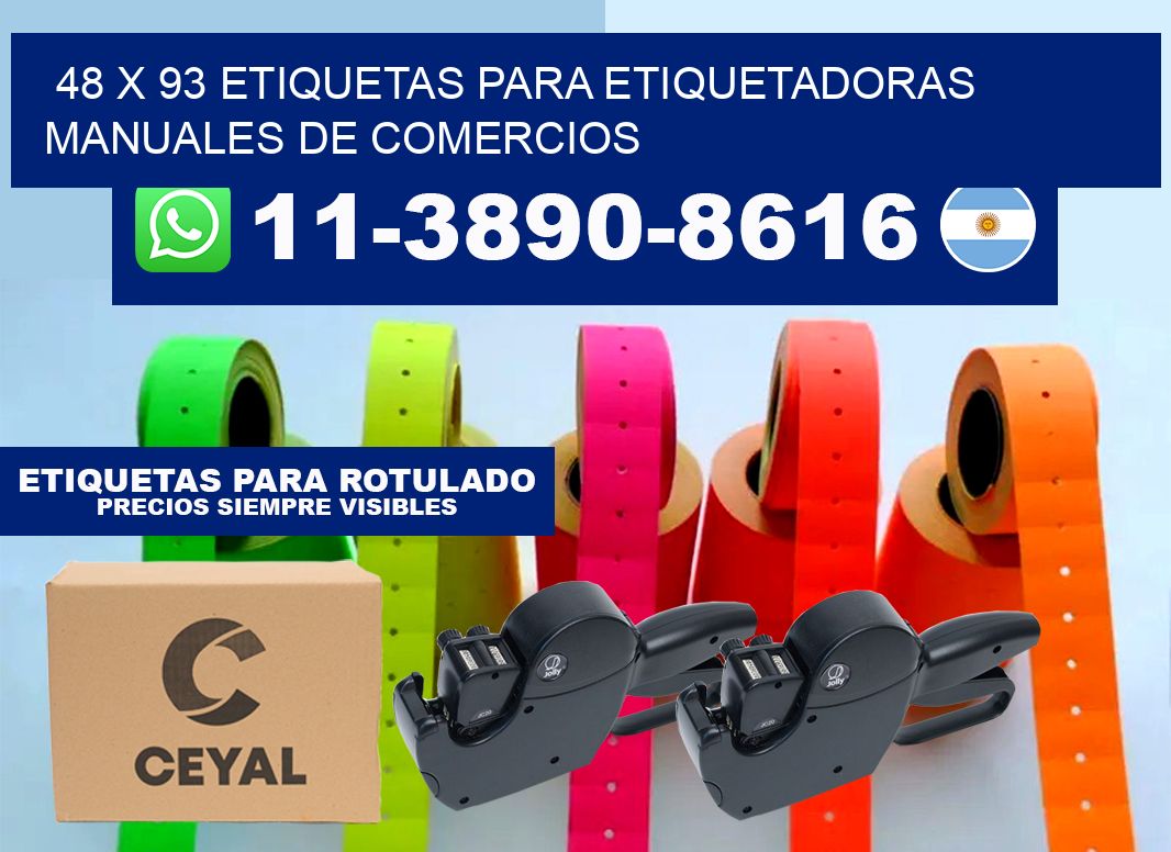 48 x 93 etiquetas para etiquetadoras manuales de comercios
