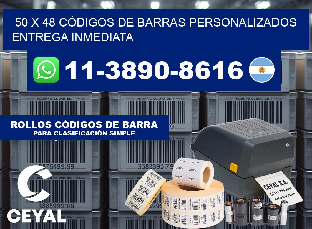 50 x 48 CÓDIGOS DE BARRAS PERSONALIZADOS ENTREGA INMEDIATA