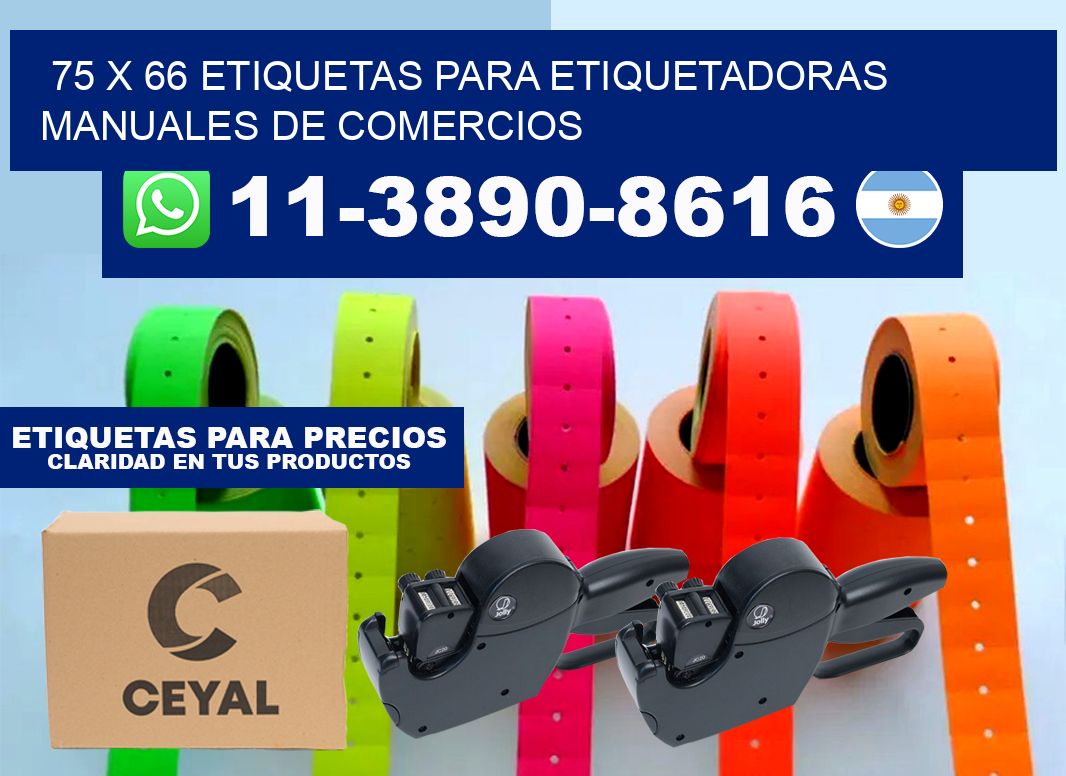 75 x 66 etiquetas para etiquetadoras manuales de comercios