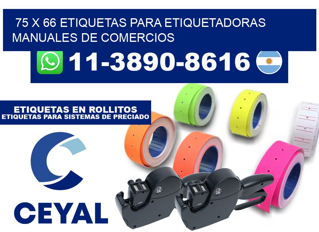 75 x 66 etiquetas para etiquetadoras manuales de comercios
