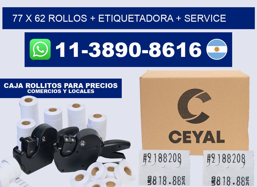 77 x 62 rollos + etiquetadora + service