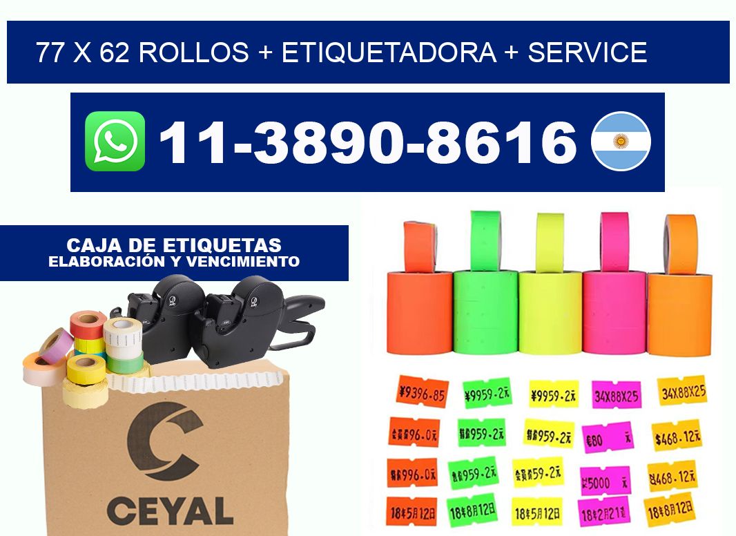 77 x 62 rollos + etiquetadora + service
