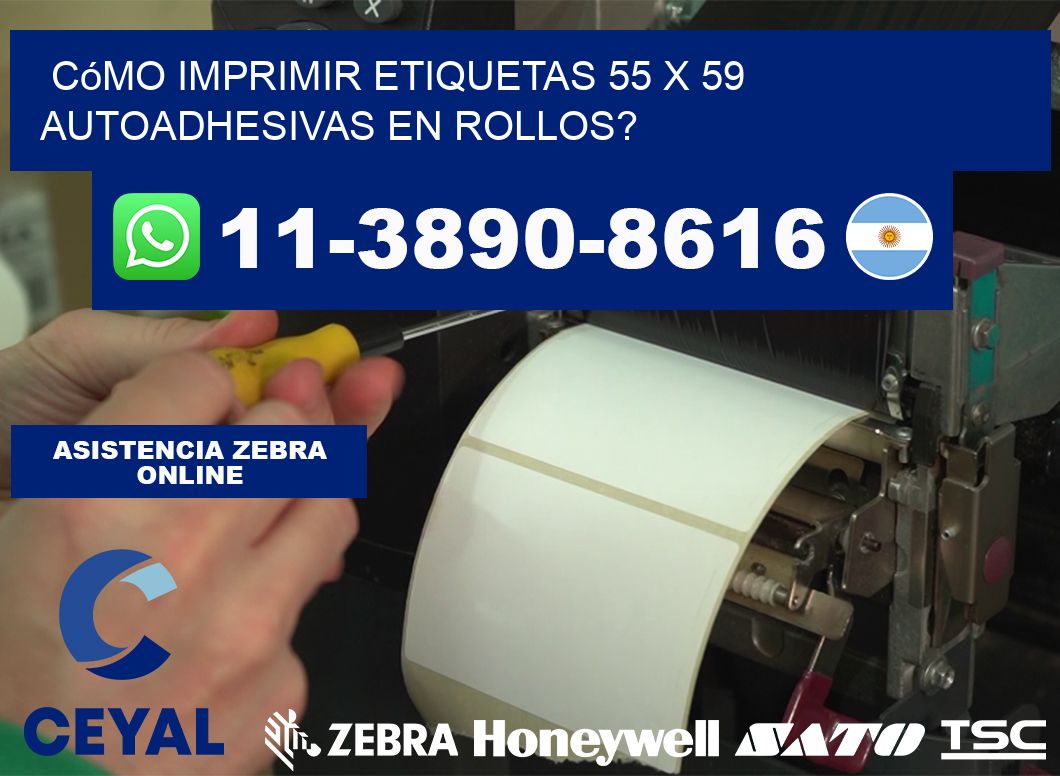 Cómo imprimir etiquetas 55 x 59 autoadhesivas en rollos?