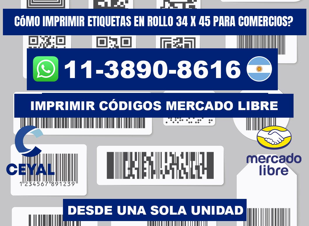 Cómo imprimir etiquetas en rollo 34 x 45 para comercios?
