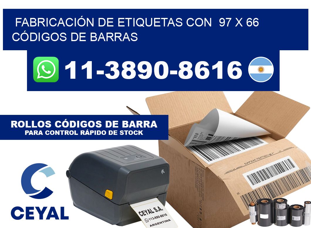 FABRICACIÓN DE ETIQUETAS CON  97 x 66 CÓDIGOS DE BARRAS