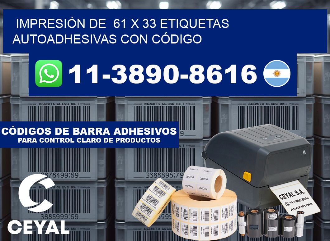 IMPRESIÓN DE 61 x 33 ETIQUETAS AUTOADHESIVAS CON CÓDIGO
