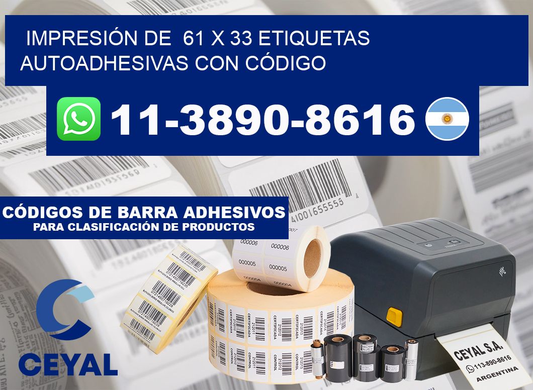 IMPRESIÓN DE 61 x 33 ETIQUETAS AUTOADHESIVAS CON CÓDIGO