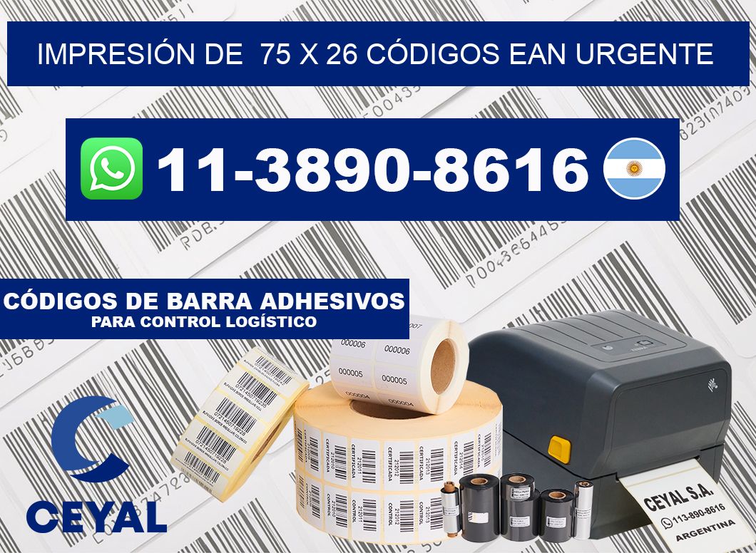 IMPRESIÓN DE  75 x 26 CÓDIGOS EAN URGENTE