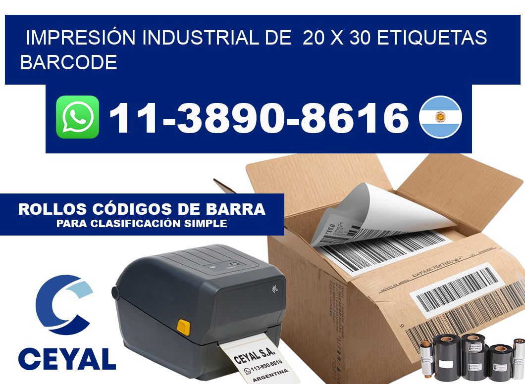 IMPRESIÓN INDUSTRIAL DE  20 x 30 ETIQUETAS BARCODE