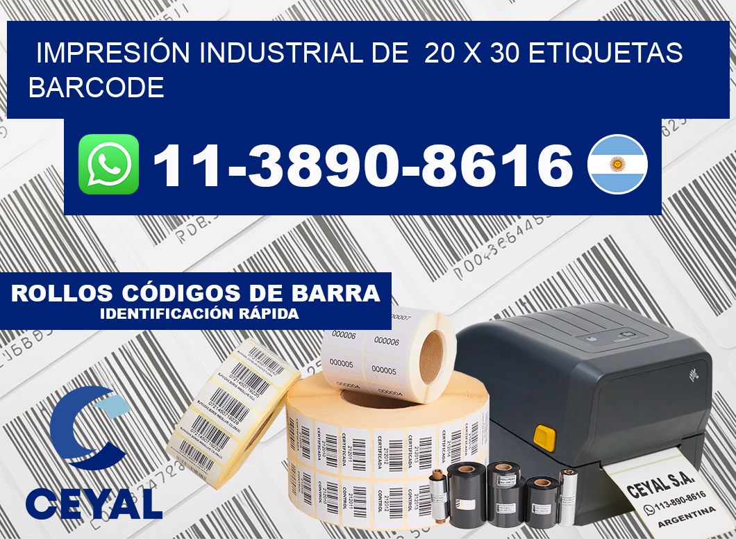 IMPRESIÓN INDUSTRIAL DE  20 x 30 ETIQUETAS BARCODE