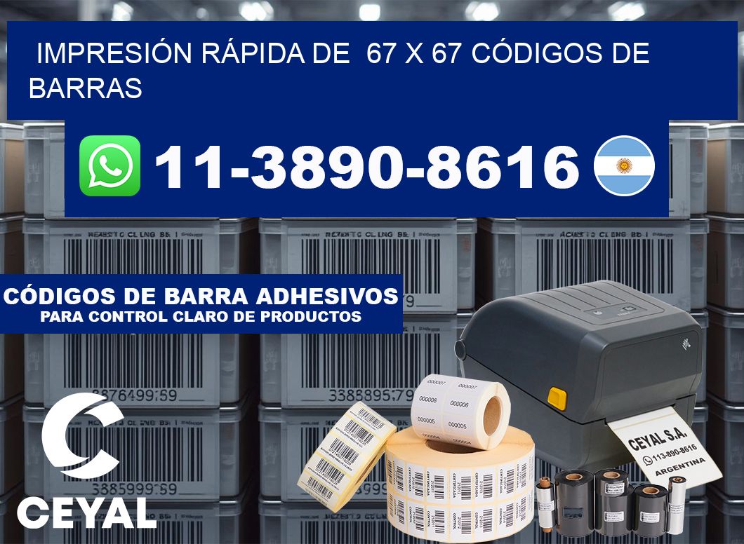 IMPRESIÓN RÁPIDA DE  67 x 67 CÓDIGOS DE BARRAS