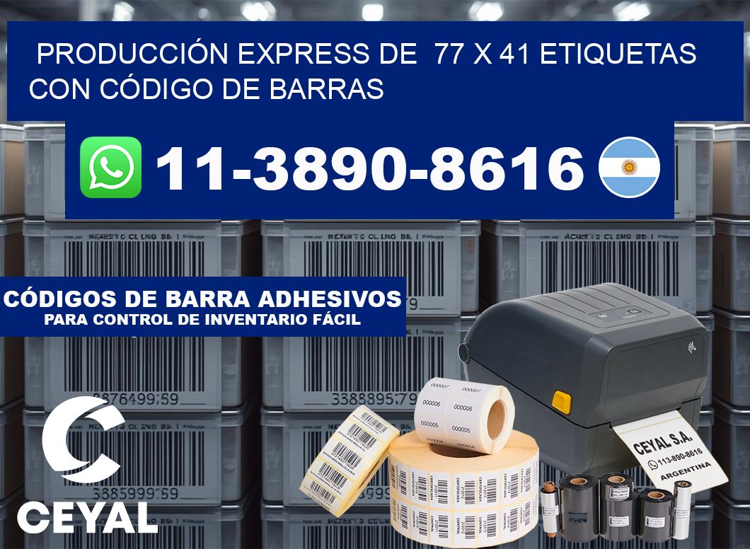 PRODUCCIÓN EXPRESS DE  77 x 41 ETIQUETAS CON CÓDIGO DE BARRAS
