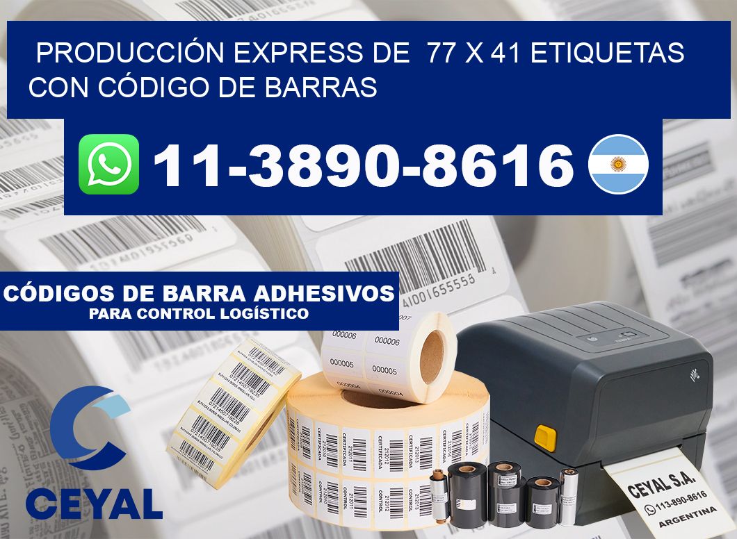 PRODUCCIÓN EXPRESS DE  77 x 41 ETIQUETAS CON CÓDIGO DE BARRAS