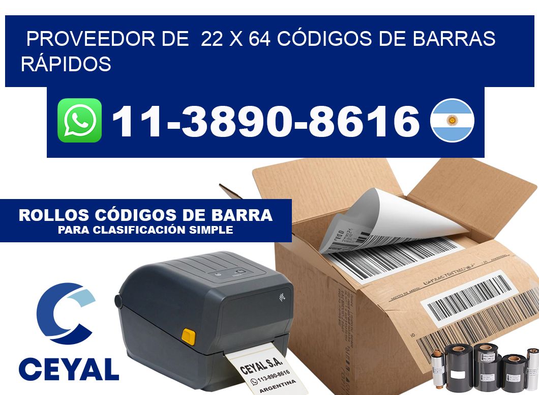 PROVEEDOR DE  22 x 64 CÓDIGOS DE BARRAS RÁPIDOS