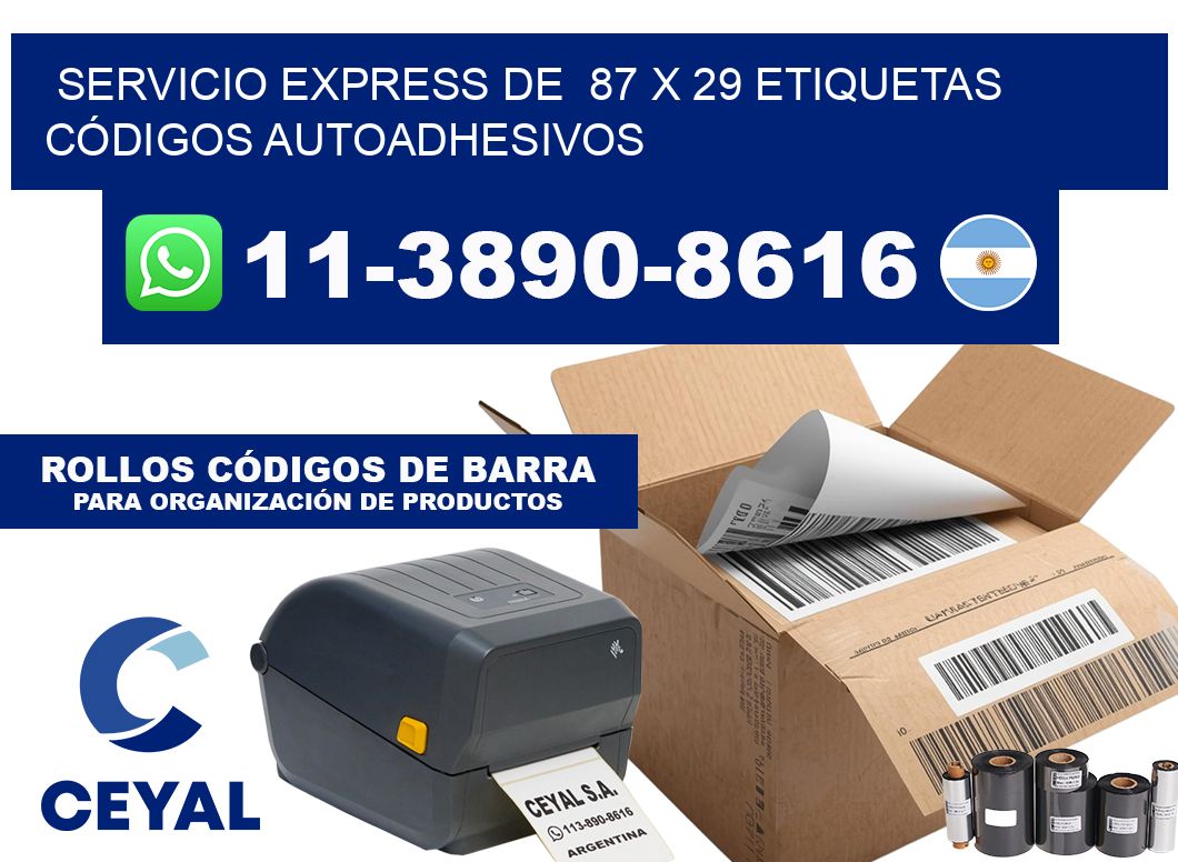 SERVICIO EXPRESS DE  87 x 29 ETIQUETAS CÓDIGOS AUTOADHESIVOS