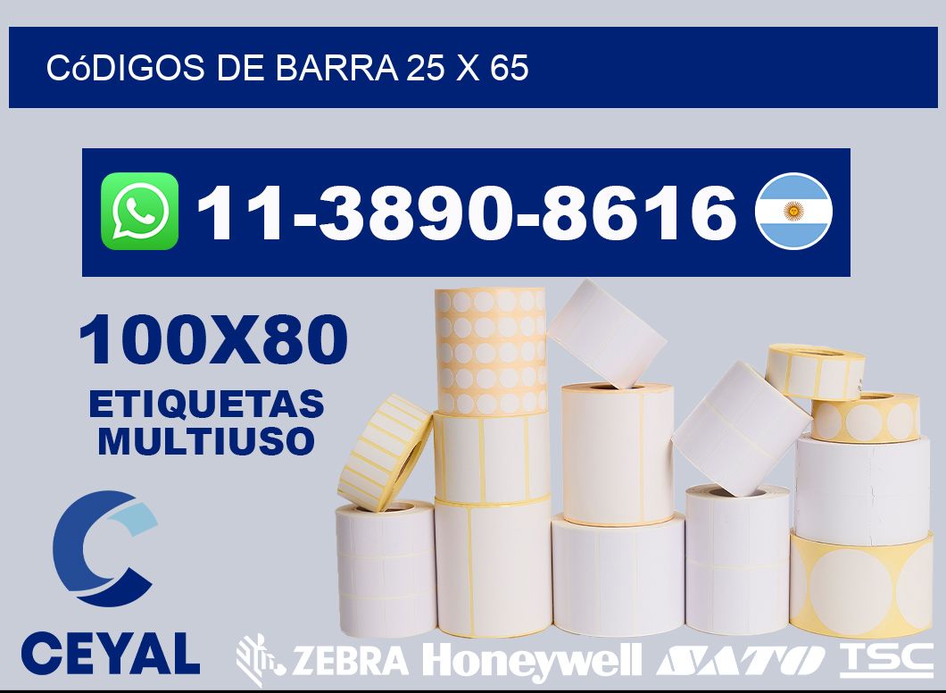 códigos de barra 25 x 65