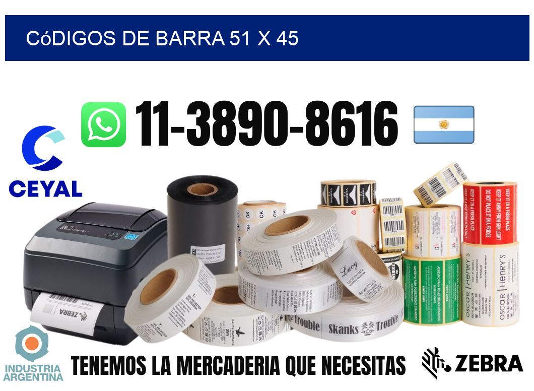 códigos de barra 51 x 45