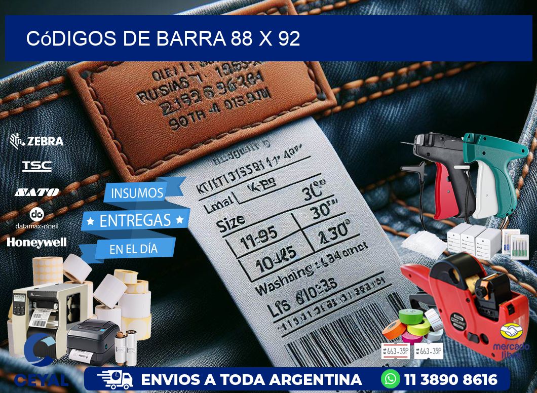 códigos de barra 88 x 92
