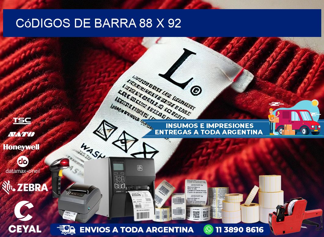 códigos de barra 88 x 92