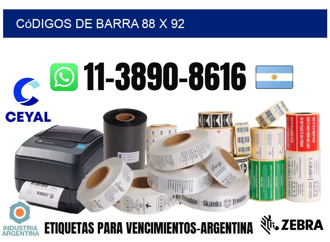 códigos de barra 88 x 92