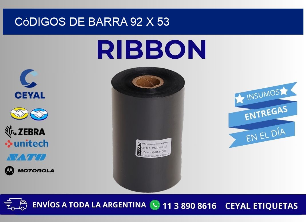 códigos de barra 92 x 53