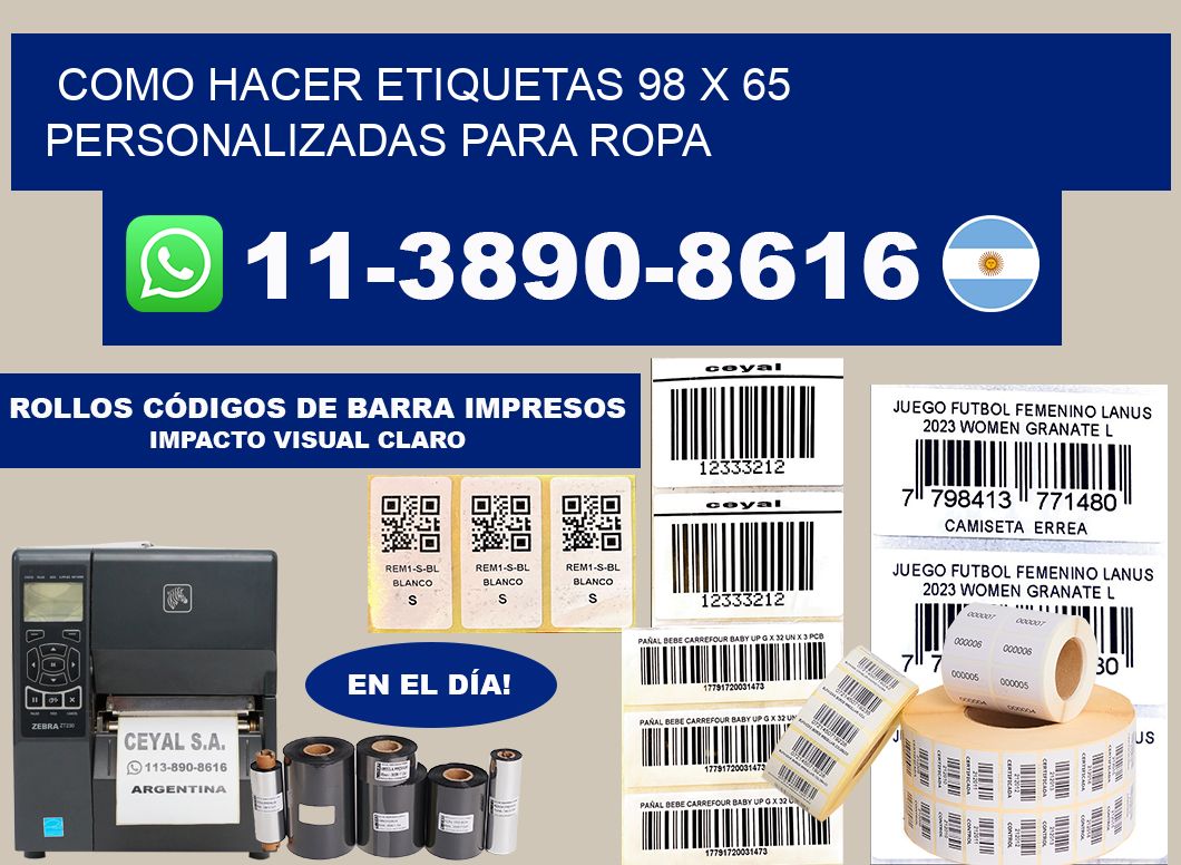 como hacer etiquetas 98 x 65 personalizadas para ropa