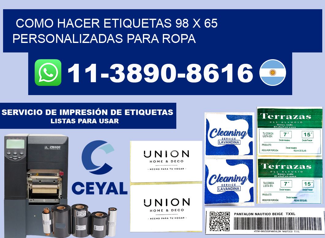 como hacer etiquetas 98 x 65 personalizadas para ropa